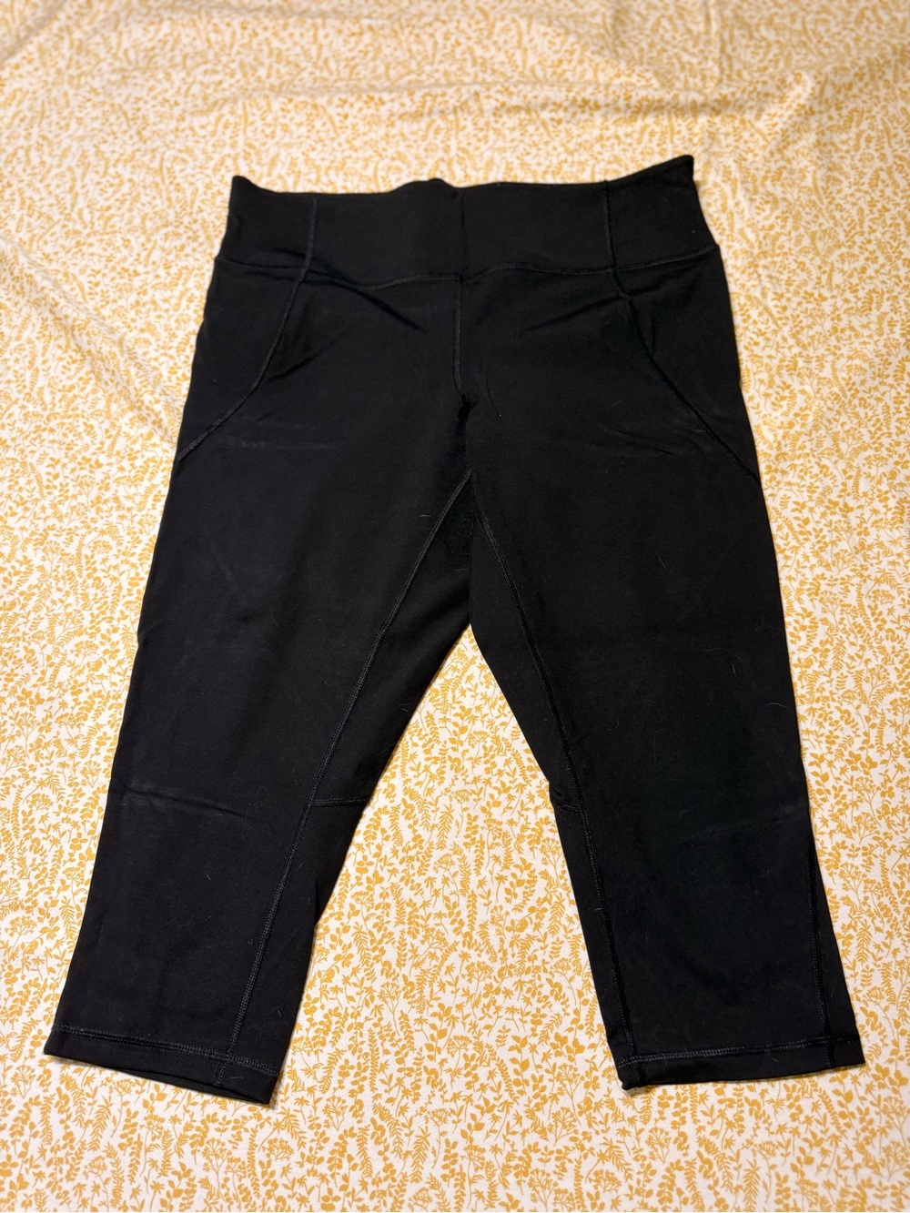 Lane Bryant Black Capri Leggings with Wide Waistband and Pockets